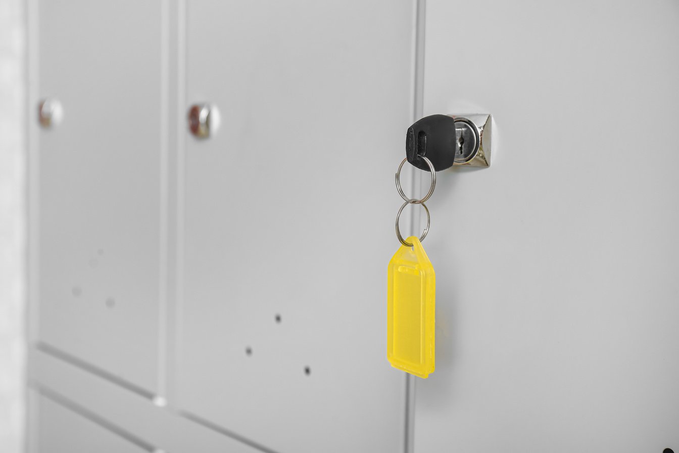 Modern Locker with Key, Closeup